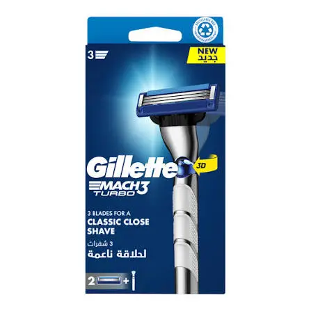 Gillette Razor Mach3 Turbo + 2 Refill Blades