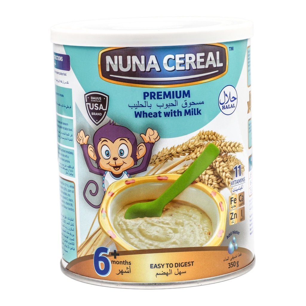 Nuna Cereal+Premium Wheat Milk Honey 6+ 350g