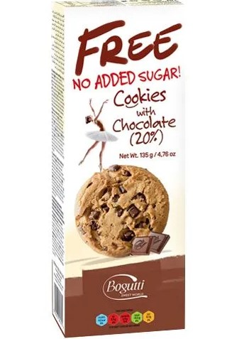 Bagutti Free No Added Sugar Cookies With Chocolate 135g