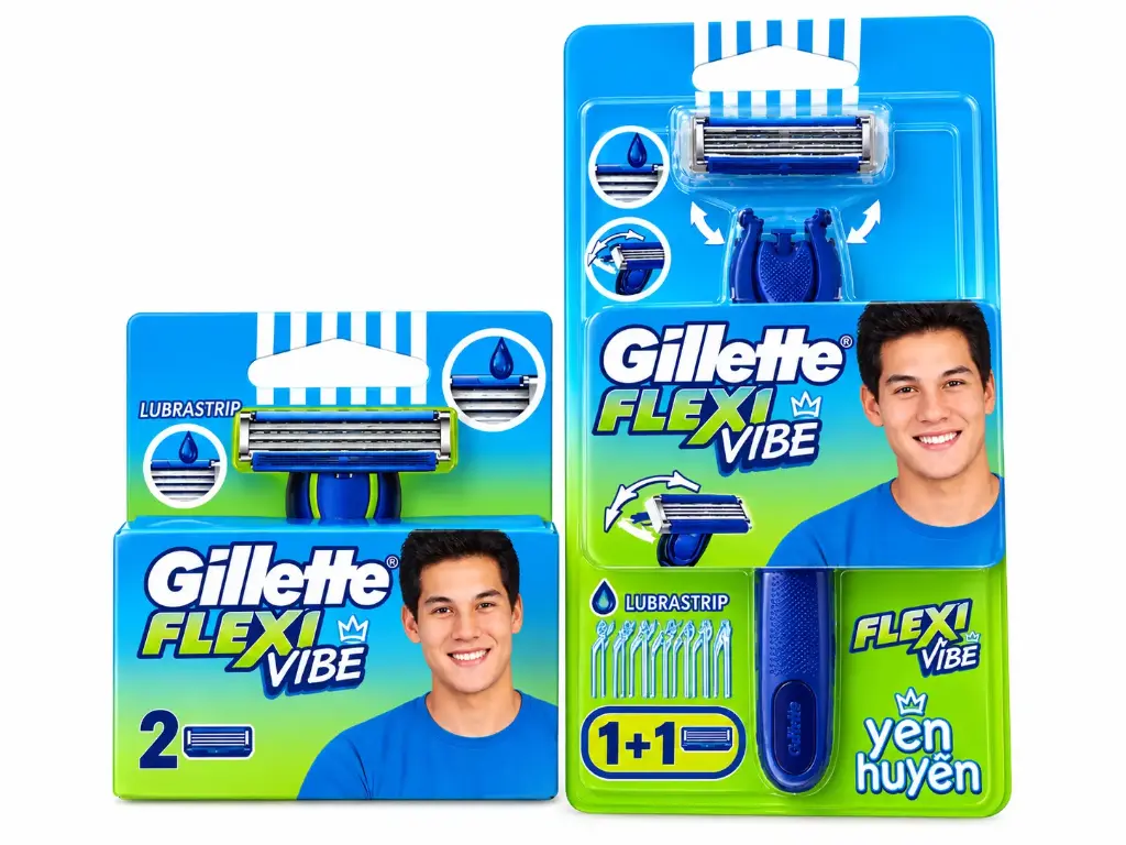 GIillete Flexi Vibe1 Razor Handle + 2 Blade