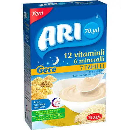 Ari 12 vitaminli 6 minerali 7 tahilli rice flour with milk 200gr