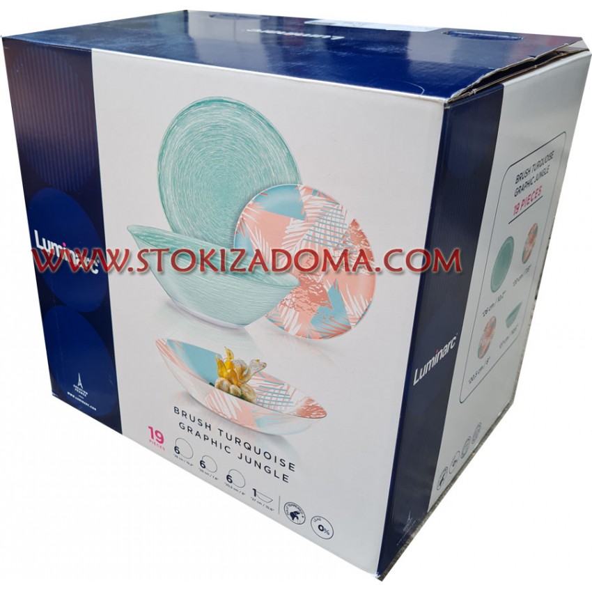 Luminarc Brush Turquoise Graphic Jungle 19pcs