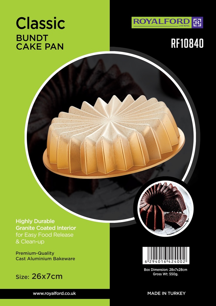 Royalford Classic Bundt Cake Pan 26x7cm Rf10840