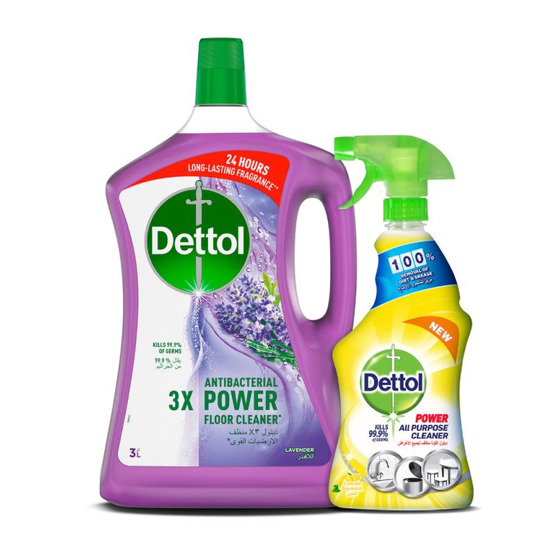Dettol Anti-bacterial Power Floor Cleaner 3l&Dettol All purpose Cleaner 500ml