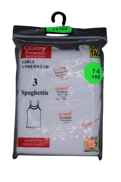 Cottny Premiums Girls Underwear 3Spaghrttis 7-8yrs