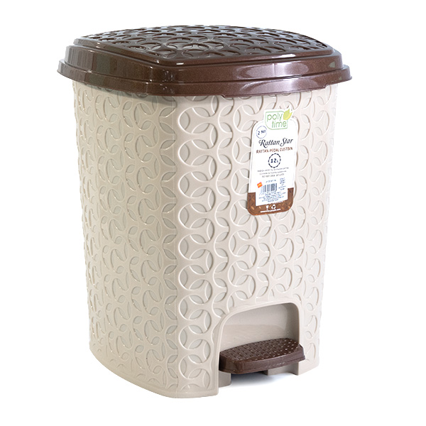 Poly Time Rattan Star Pedal Dustbin 22l E-249
