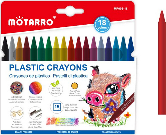 Motarro plastic crayons 18colors mp008-18