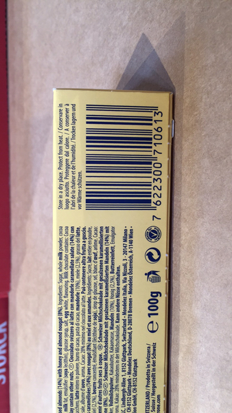 Toblerone established crunchy almond e100g