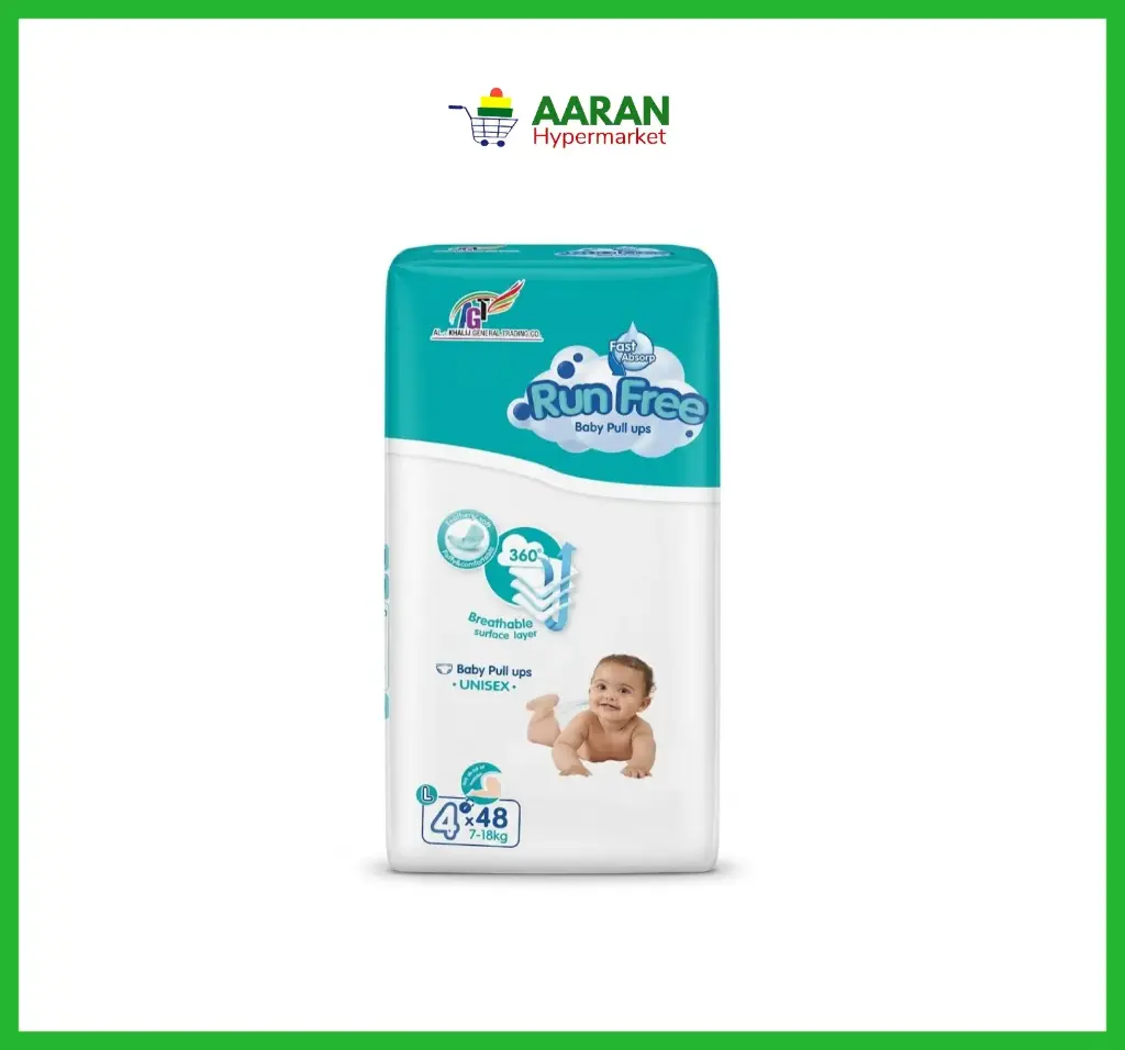 Run Free Baby Diaper Pull Up No-4l 7-18kg  48pcs (Al-Khaliij)