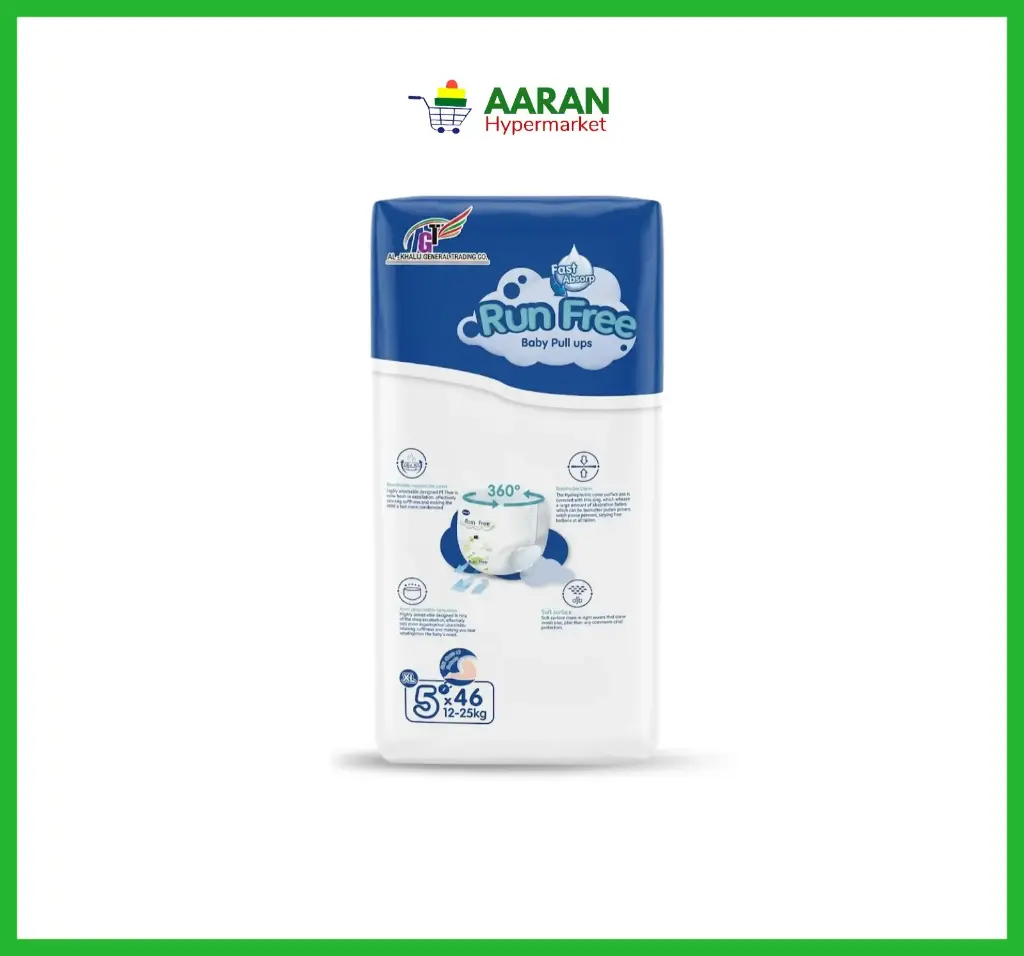 Run Free Baby Diaper Pull Up No 5xl 12-25kg  46pcs (Al-Khaliij)