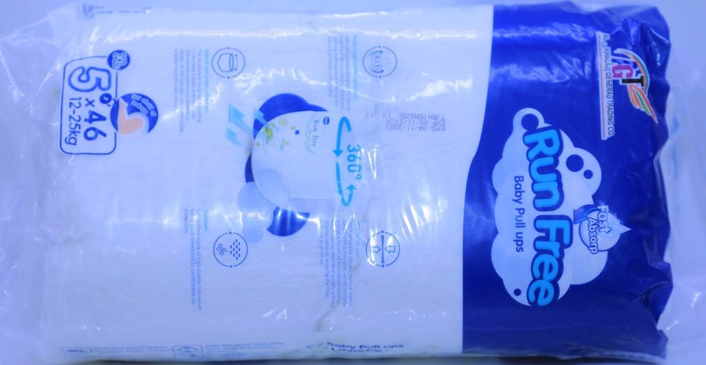 Run Free Baby Diaper Pull Up No 5xl 12-25kg  46pcs (Al-Khaliij)