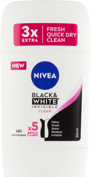 Deo Nivea Stick Black White Invisible Clear 50ml