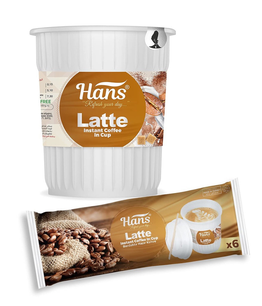 Hans latte instant coffee in cup 1pcs 20g