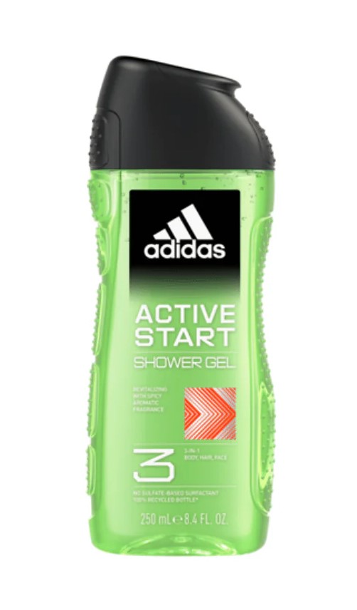 Adidas active start shower gel 3in1 body hair face 250ml