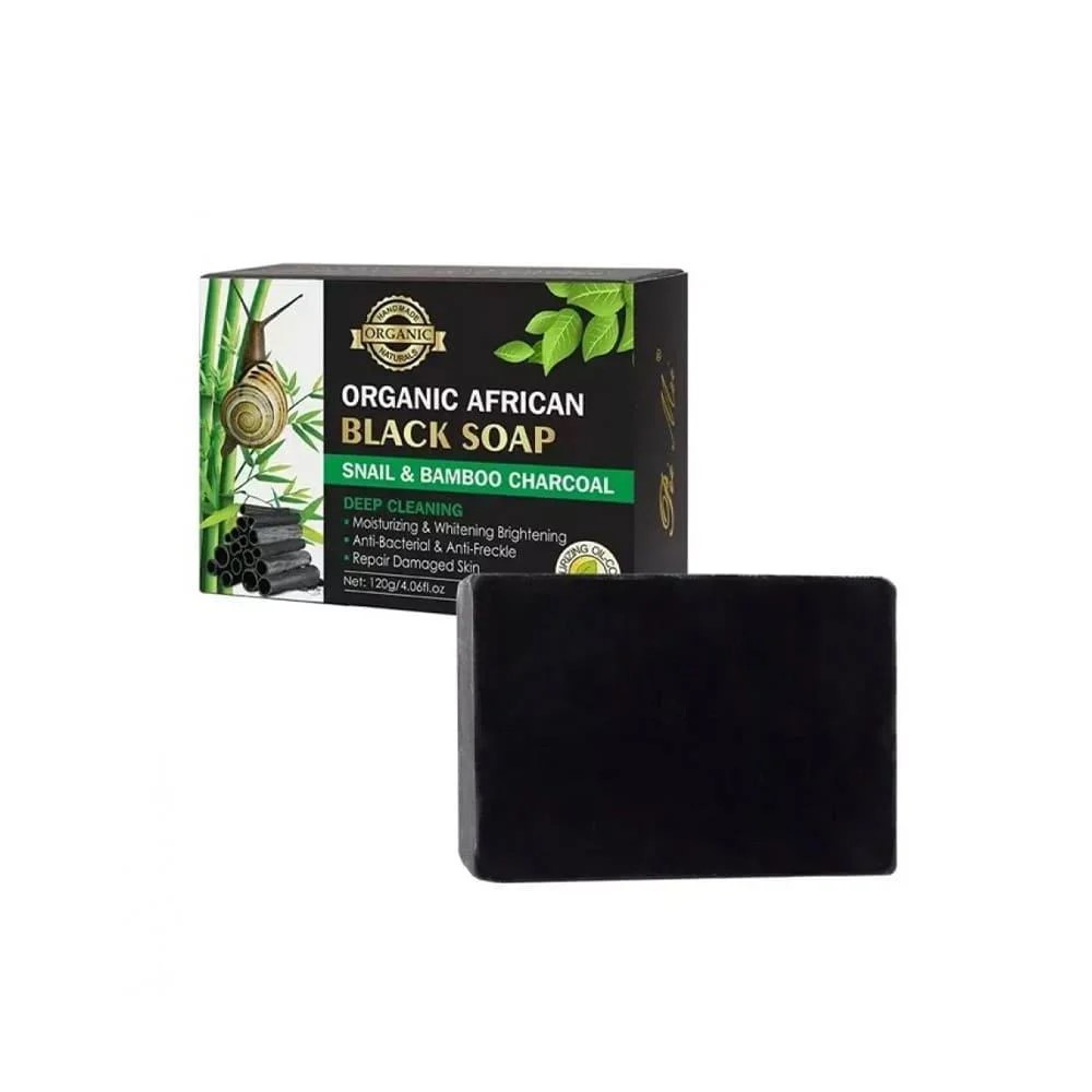 Organic African Black Soap Snail & Bamboo Charcoal 120g