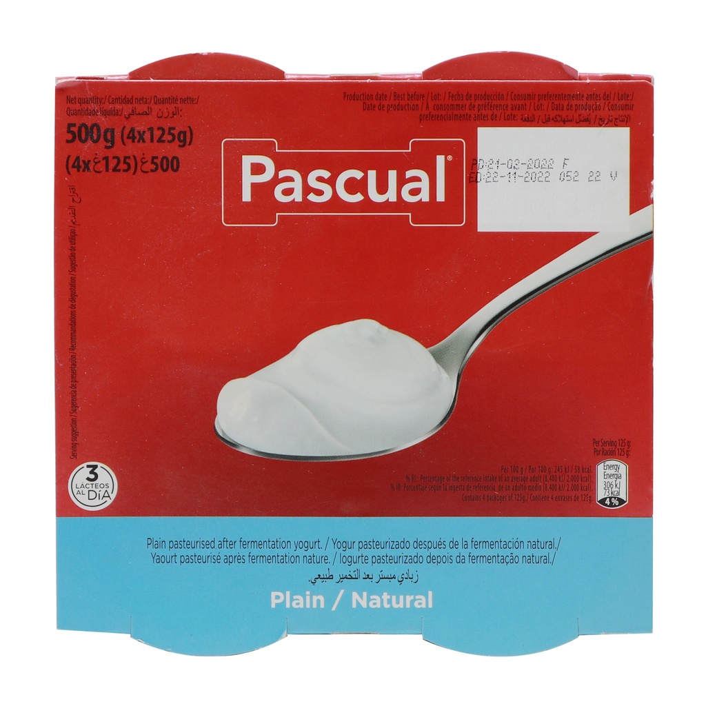 Pascual Plain Yoghurt 480g (4x120g)