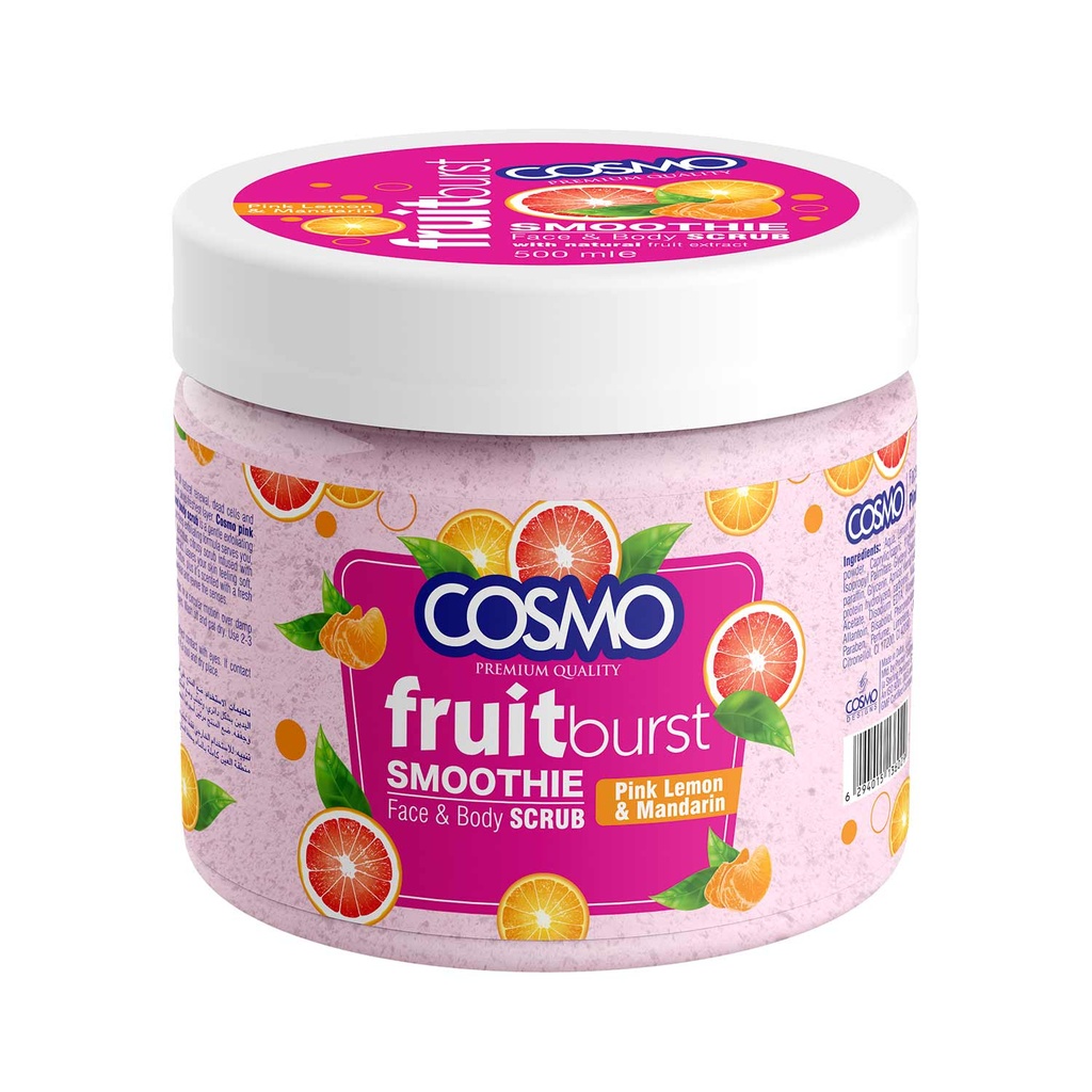 Cosmo Fruit Burst Smoothie Pink Lemon & Mandarin Face 7 Body Scrub 500ml