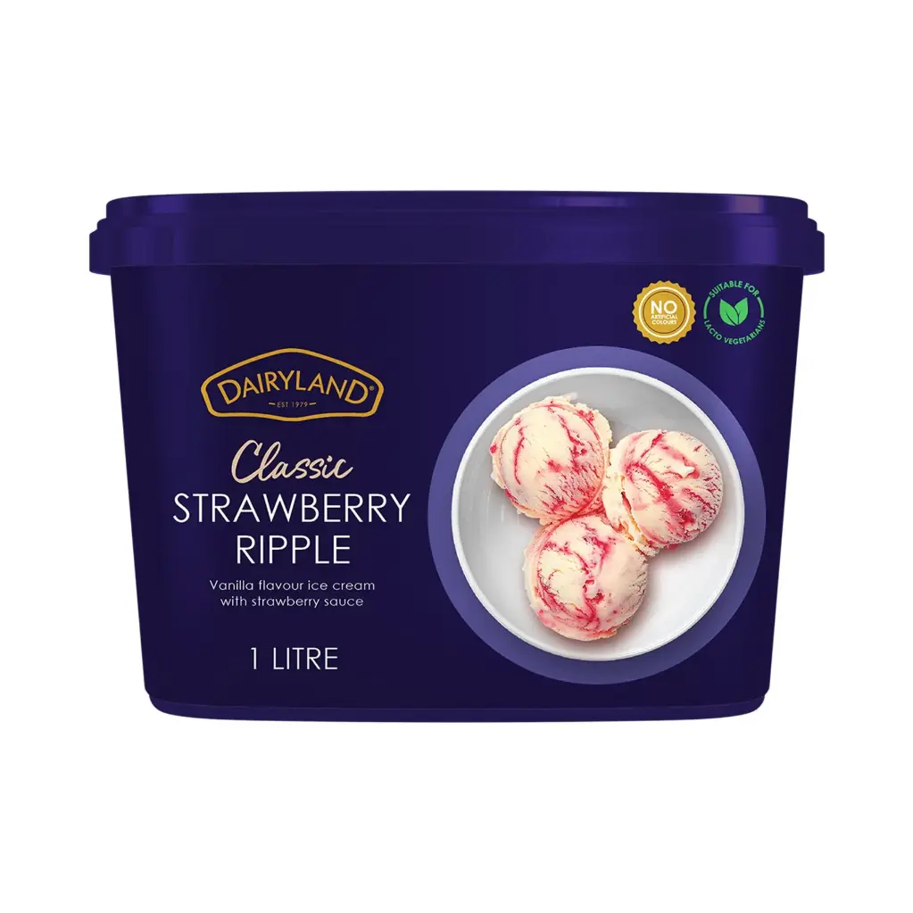 Dairyland Strawberry Ripple Ice Cream 1l