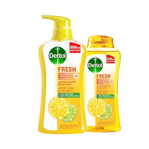 Dettol fresh antibacterial body wash 500ml 250ml