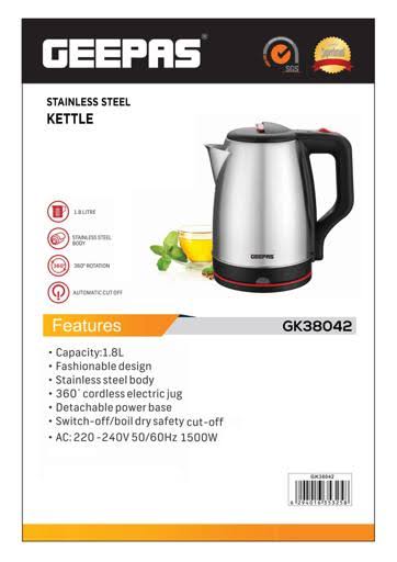 [A04694] Geepas stainless kettle GK38042