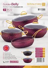 [A14016] Royalford goldenbelly graint coated cookwere set RF11306
