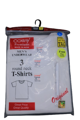 [A15219] Cottny Premiums Underwear 3round Neck T-Shirts XL