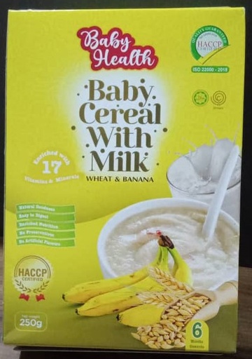 [A18751] Baby health baby cereal with milk wheat & banana 250gr