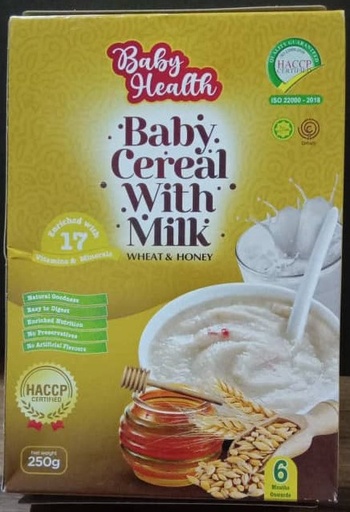 [A18754] Baby health baby cereal with milk wheat & honey 250gr