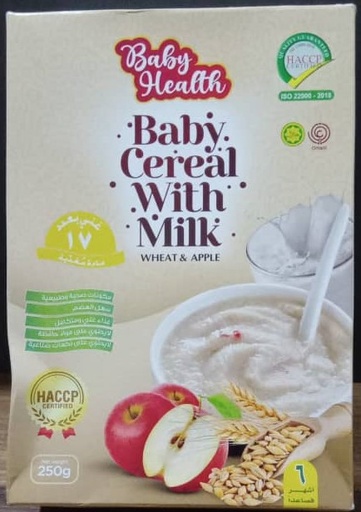 [A18755] Baby health baby cereal with milk wheat & apple 250gr