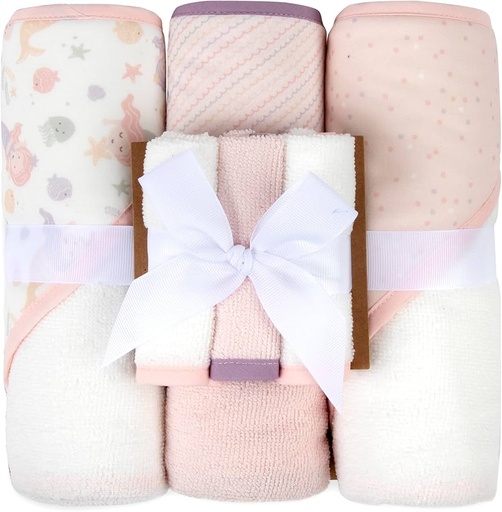 [A22057] Snugly Baby 3 Hooded Towels +3Washcloths 6piece Set DT169