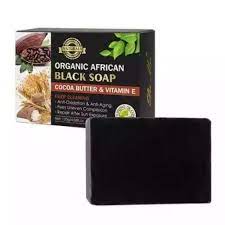 [A23812] Organic african black soap cocoa butter&vitamin e 200g