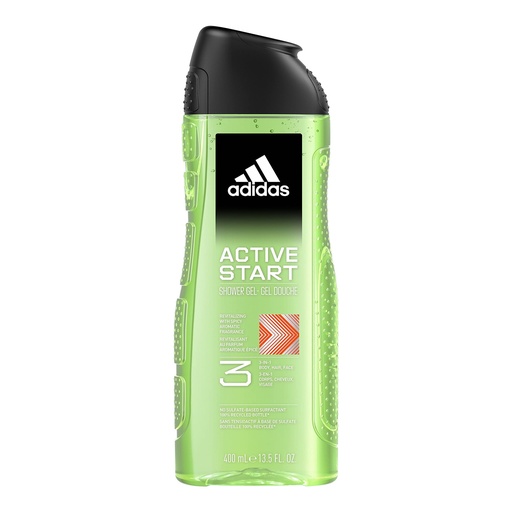 [A24992] Adidas active start shower gel 3in1 body hair face 400ml