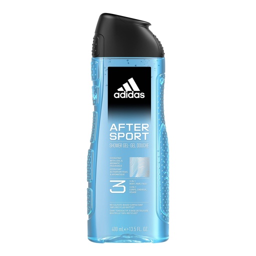 [A24994] Adidas after sport shower gel 3in1 body hair face 400ml