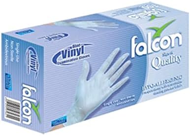 [A25173] Falcon blue vinyl examination gloves medium